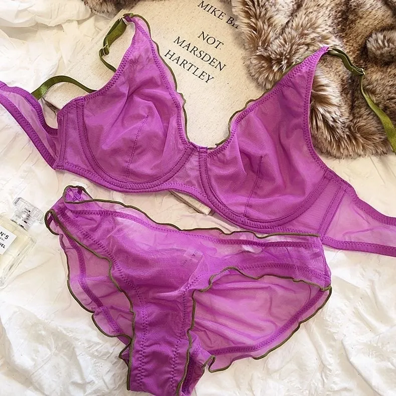 Newest Ultra-Thin Mesh Design Ladies Breathable Underwire Set Women's Lingerie