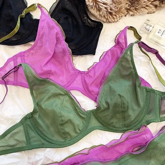 Newest Ultra-Thin Mesh Design Ladies Breathable Underwire Set Women's Lingerie