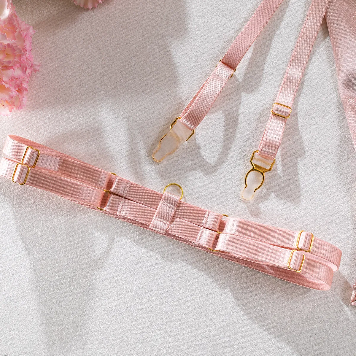 Wholesale Flower Embroidery Underwear Set for Woman Sexy Perspective Satin Lingerie