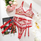 New Erotic Love Embroidery Underwear Set Sexy Transparent Mesh Fishbone Waist Lingerie