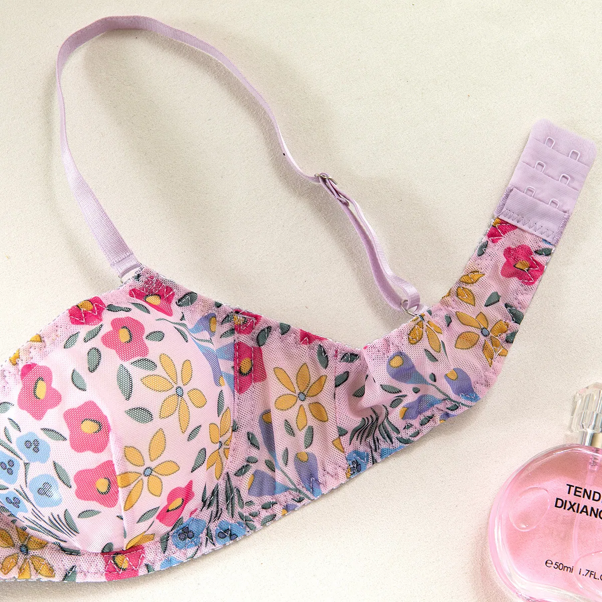 Wholesale Erotic Women's Underwear Set Sexy Floral Print Ultral-Thin 2PCS Lingerie