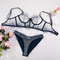 Sexy Fish Bone Embroidered Underwear Set for Woman Wholesale See-Through Mesh Lingerie