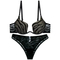 Ladies Sexy Glossy Striped Large Size Lingerie Set Gathering Bra Underwear