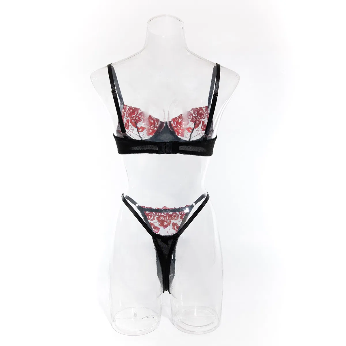Sexy Flower Embroidered Women's Underwear Set Hot Sell Ultra Thin Lingerie
