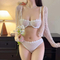 Women Breathable Lace Bra Set Sexy Embroidery Comfort Half Cup See Through Underwear