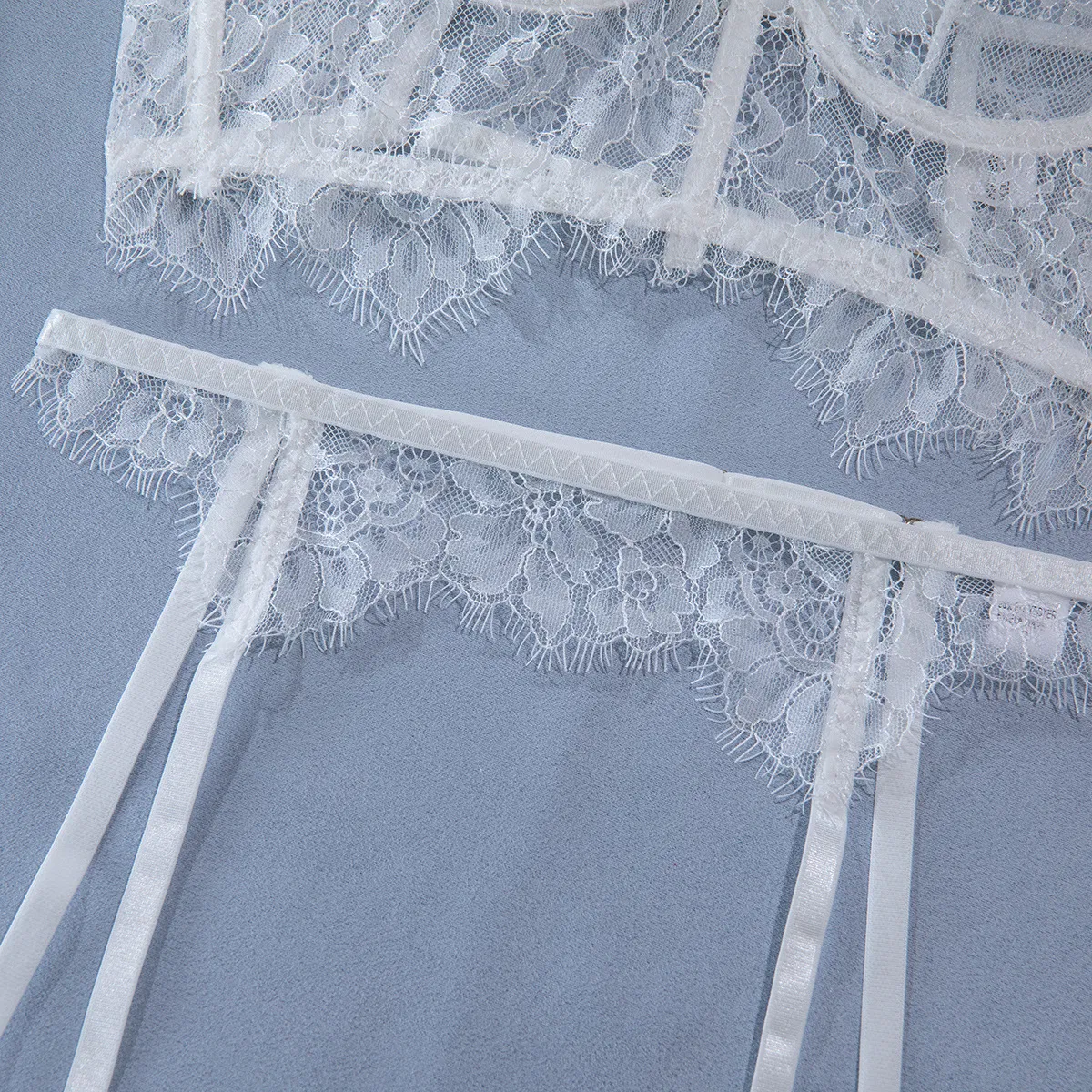 Sexy Eyelash Lace Fishbone Underwear Set Wholesale See-Through Woman Lingerie