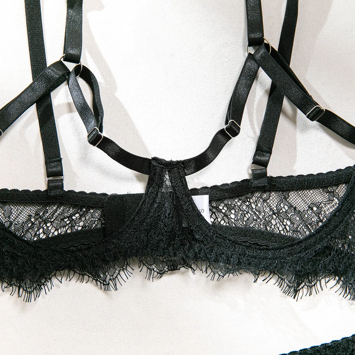 Sexy Eyelash Lace Hollow out Underwear Set Wholesale Embroidery Solid Color Lingerie