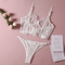 Wholesale Embroidery Lace Fishbone 2 Piece Underwear Set Sexy Erotic Women's Lingerie