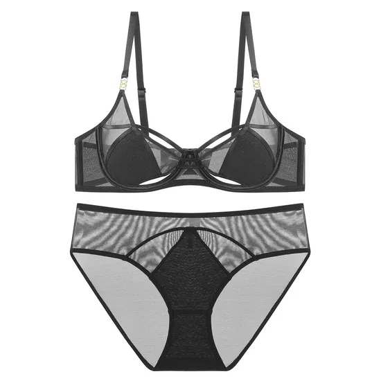 Sexy Women Lace Underwear Hot Girl Mesh Transparent Hollow Bra Set