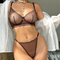 Transparent Mesh Hollow out See-Through Halter Neck Bra Set Ultra-Thin Seduction Sexy Breathable Lingerie Underwear