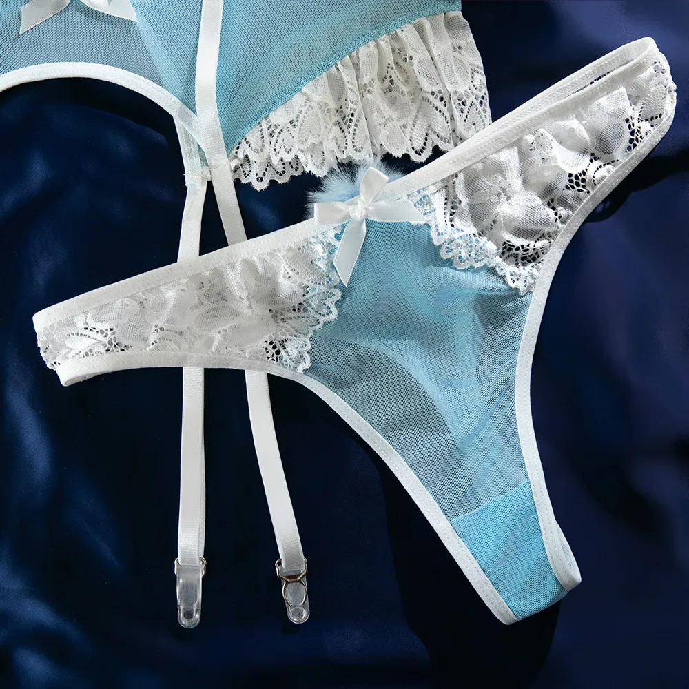 Sexy Ultra-Thin See-Through Underwear Set Wholesale Contrast Color Woman Lingerie