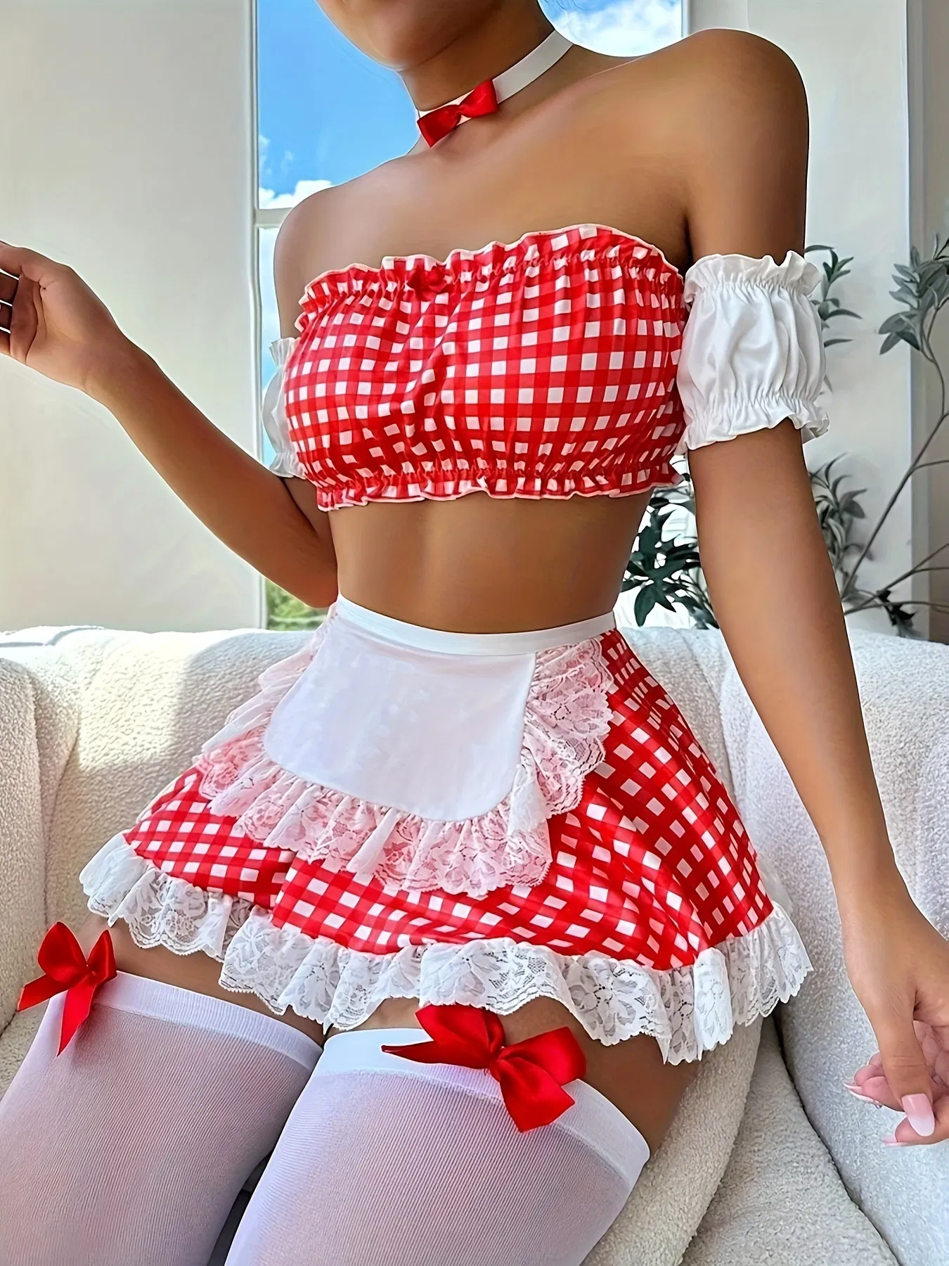 Sexy Maid See-Through Bra Set Wholesale Thin Short Skirt Woman Lingerie