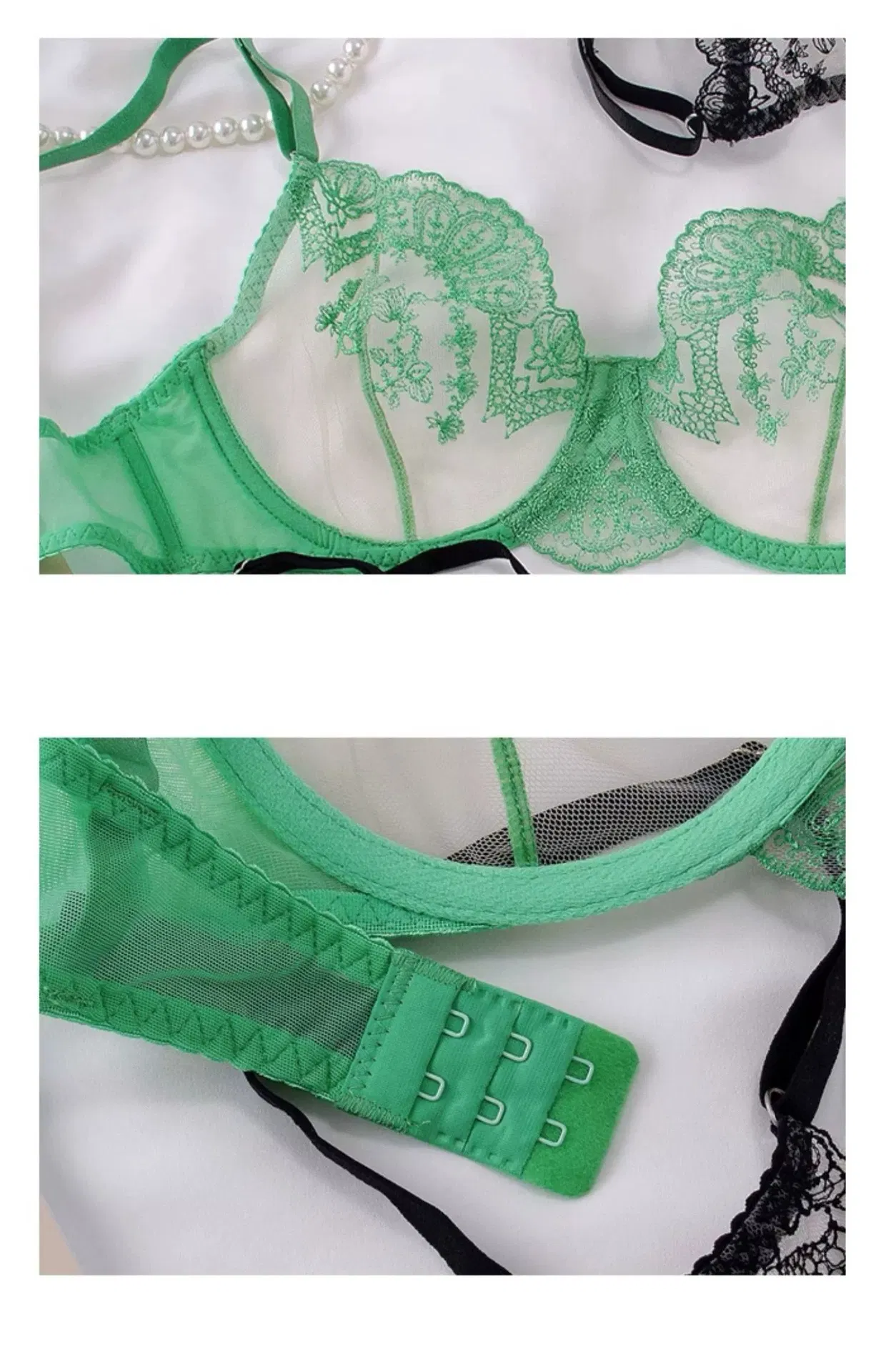 French Romantic Hollow out See-Through Bra Sexy Ultra-Thin Embroidered Set Lace Lingerie