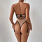 Sexy See-Through Leather Patchwork Mesh Underwear Set Wholesale Hollow out One-Piece Lingerie