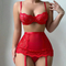 Sexy Perspective Skirt Women Bra Set Hot Sell Elastic Eyelash Lace Lingerie