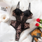 Wholesale Leopard Print Lace Patchwork Underwear Set Sexy Suspender One Piece Lingerie