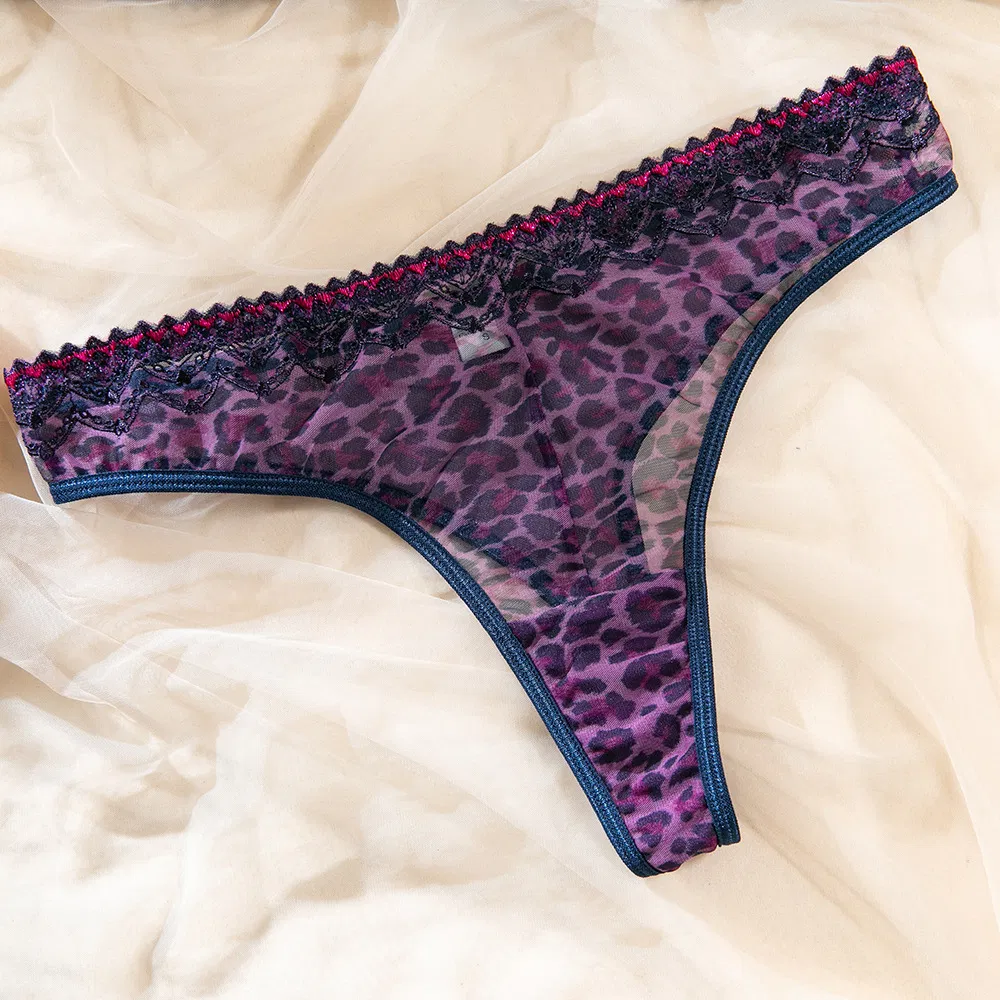 New Arrivals Leopard Print See-Through Mesh Underwear Set Wholesale Ultra-Thin Lingerie