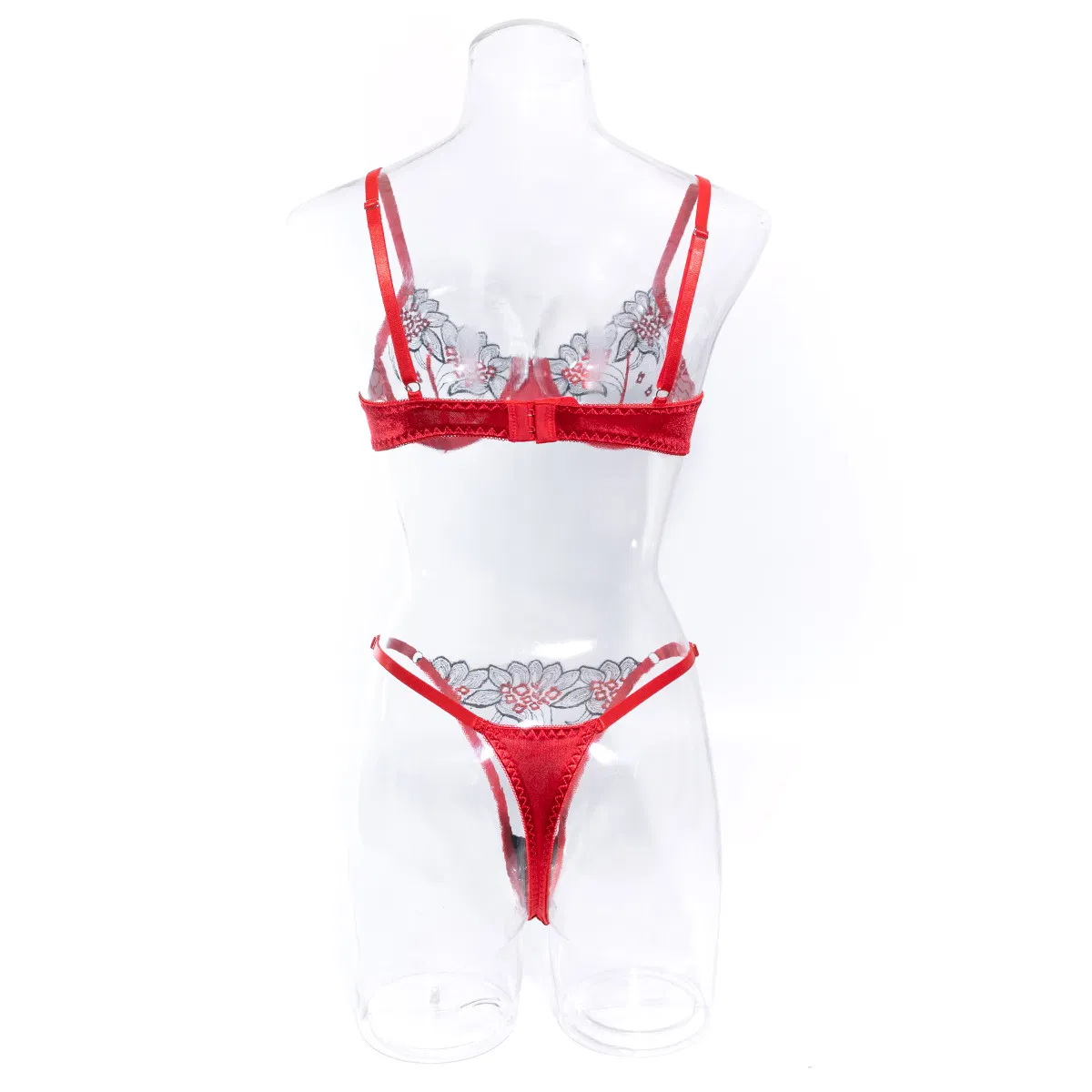 Sexy Embroidery Floral Ultra-Thin Underwear Set New Fashion Contrast Color Transparent Lingerie