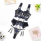 Wholesale Floral Embroidery Woman Bra Panty Set Sexy See-Through Garter Lingerie