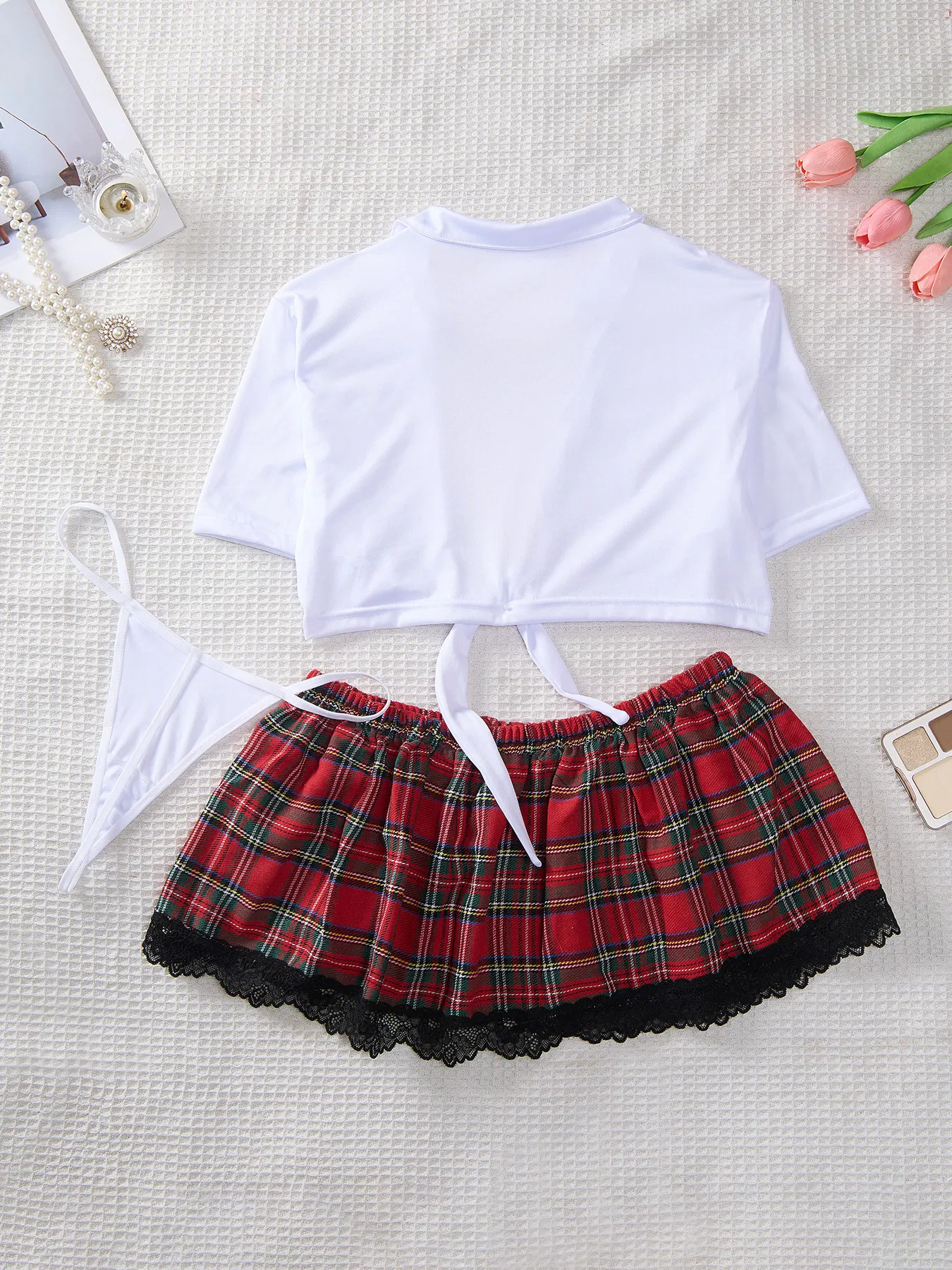 Hot Selling Open-Front Shirt Roleplay Bra Set Sexy Schoolgirl Woman Lingerie