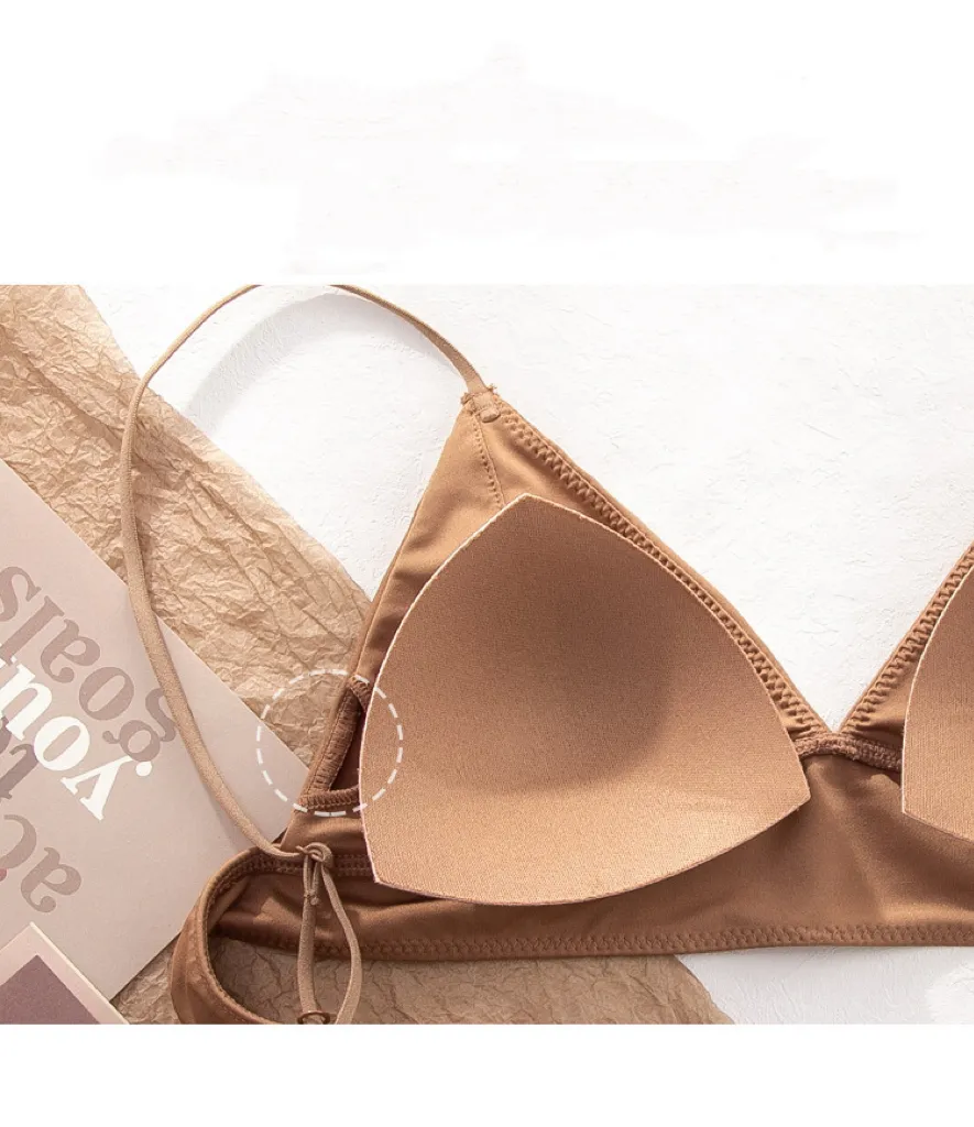 Wholesale French Ultra-Thin Triangular Cup Underwear Bra Gathering Set Sexy Lingerie
