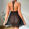 Sexy Embroidery Lace Woman Sleepwear Hot V-Neck See Through Mesh Suspender Nightwear