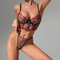 Sexy Fishbone Heart-Shaped Embroidery 2 PCS Underwear Set Wholesale Transparent Mesh Lingerie