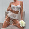 New Design Embroidery Lace Bra Set Sexy Perspective Pearl Skirt Woman Lingerie
