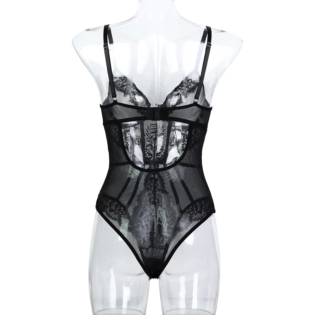 Wholesale Embroidered Perspective Mesh Bra Set Sexy One Piece Woman Lingerie