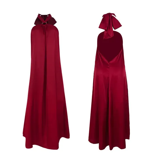 Wholesale Hanging Neck Backless Women's Nightwear Sexy Solid Color Satin Sleepwear