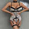Wholesale Deep-V Woman Underwear Set Sexy Erotic See-Through Fishnet Lingerie