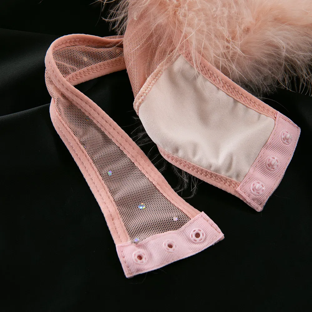 New Arrival Rhinestone Sparkling See-Through Mesh Underwear Set Sexy Feather Patchwork Lingerie