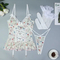 New Fashion Floral Print Transparent One Piece Bra Set Sexy Ultral-Thin Woman Lingerie