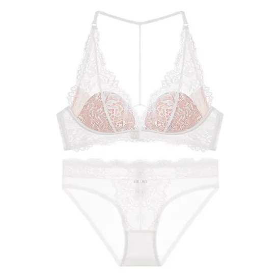 French Style Sexy Lingerie for Women Ultra-Thin Lace Bra Underwear Set