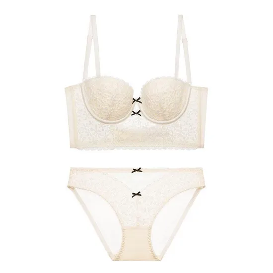 New French Style U-Shaped Embroidery Lace Seduction for Women Soft Bra Breathable Ultra-Thin Set Sexy Underwear Lingerie