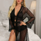 Wholesale Lace Dress Long Transparent Sleepwear Sexy Woman Lingerie Set with Robe