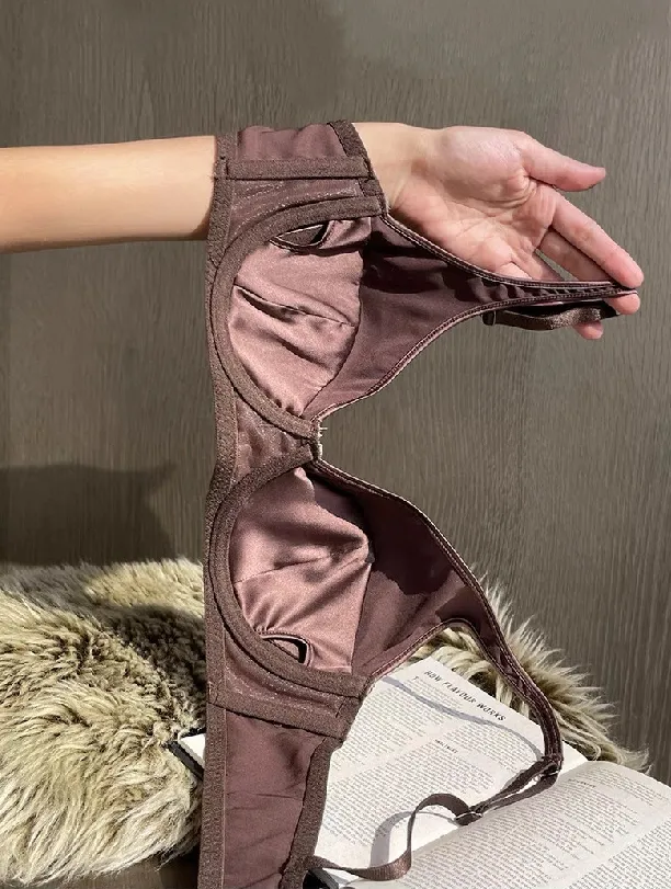 Wholesale for Women French Solid Color Breathable Deep V Satin Ultra-Thin Underwear Soft Sexy Bra Set Lingerie