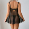New Arrival Erotic Transparent Bra and Panty Set Sexy Long Dress Embroidered Lingerie
