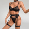 Wholesale Leopard Printed Underwear Set Sexy Push up See-Through Mesh Lingerie