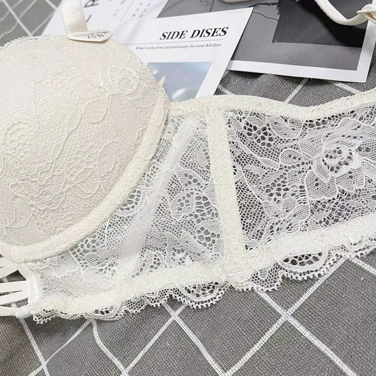 Wholesale Embroidery Lace Seduction for Women Deep V Gathered Breathable Ultra-Thin Set Sexy Bra Underwear Lingerie