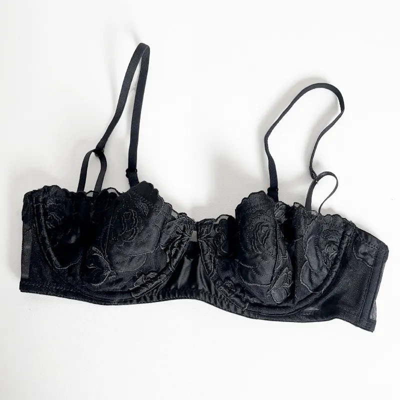 New Style French Ultra-Thin Rose Embroidery Lace Bra Set Romantic Sexy Underwear Wholesale Lingerie