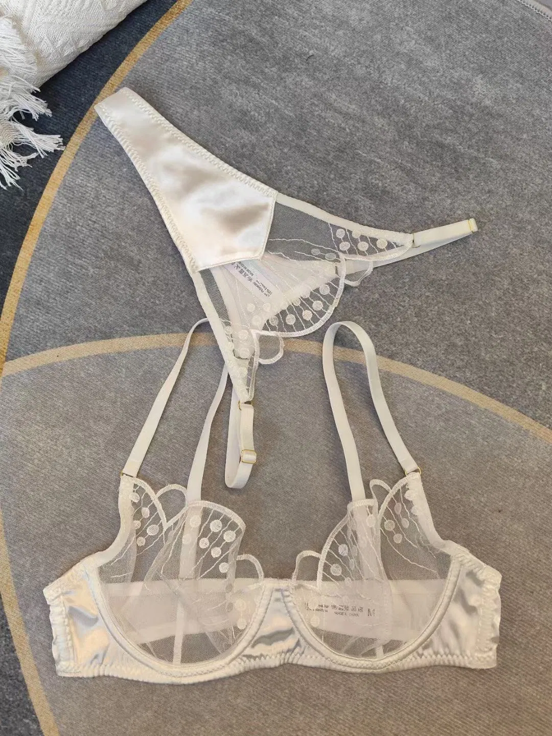 Sexy for Women French Ultra-Thin Embroidered Undeawear Lace Bra Set Wholesale Lingerie