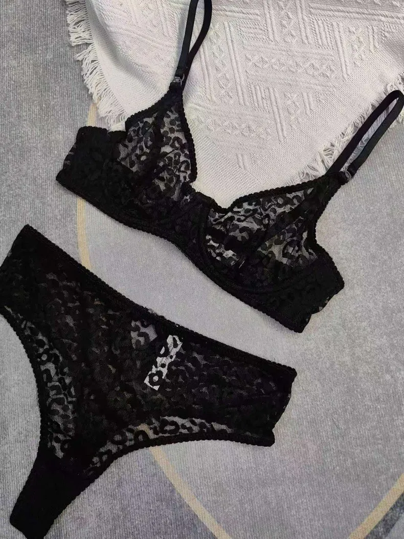 Sexy Embroidered French Ultra-Thin Soft for Women Lace Underwear Set Bra Lingerie