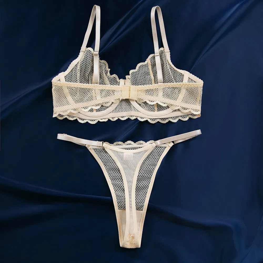 Wholesale Solid Color Underwear Set for Woman Sexy Mesh Ultra-Thin Lingerie