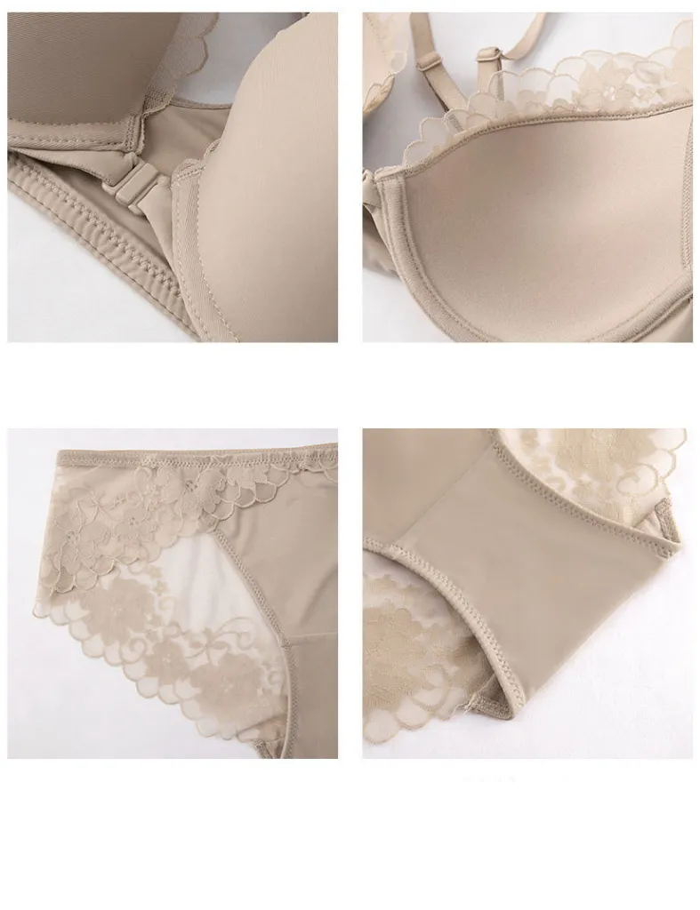 Wholesale Sexy French Ultra-Thin Bra Lace for Women Front-Buttoned Set Underwear Lingerie