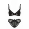 New French Mesh Embroidered Ultra-Thin Gathering Bra Set High Split Halte Underwear Sexy Lingerie
