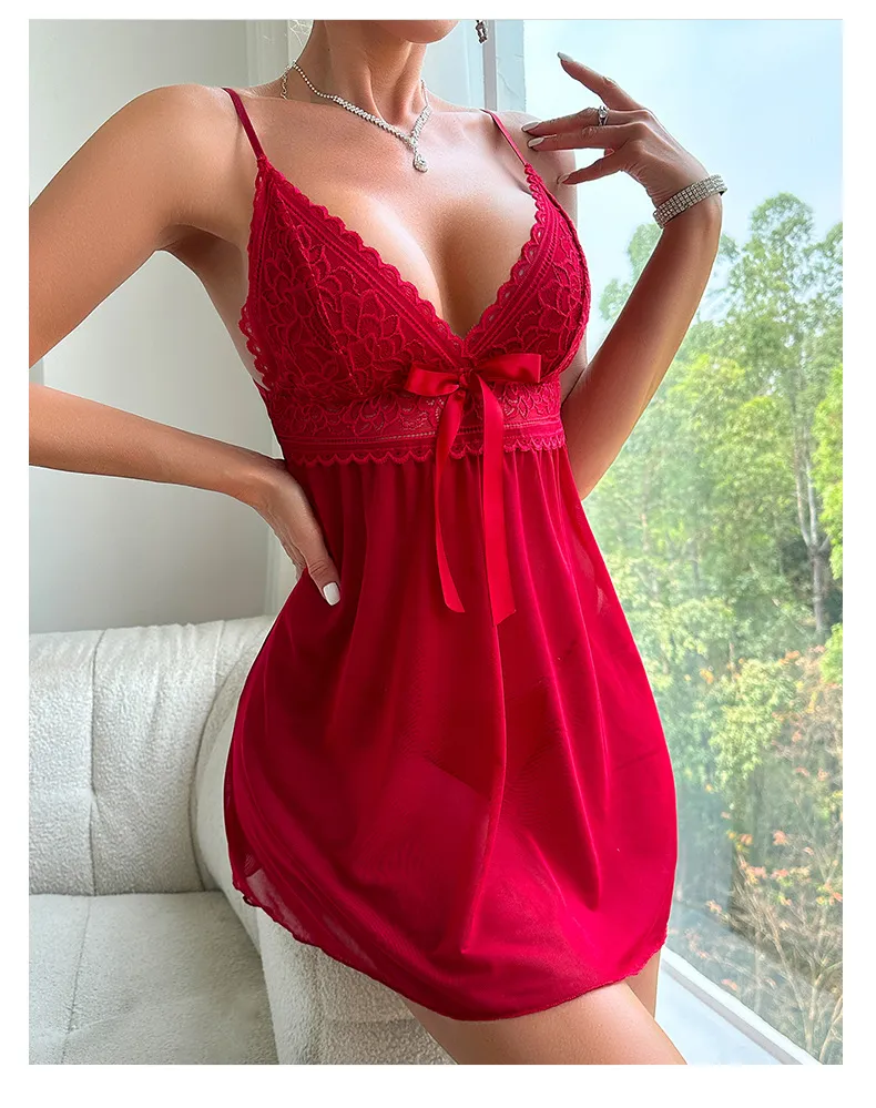 Sexy Women See-Through Mesh Woman Lingerie Sleepwear Hot Erotic Elastic Waist Nightwear