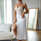 Sexy V-Neck Lace Long Dress Suspender Nightwear for Woman Hot Selling Satin Woman Sleepwear
