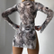 Sexy High Neck Long Sleeve Tie-Dye Mesh Underwear Set Wholesale Women's Dress Lingerie