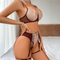 New Fashion See-Through Embroidery Bra Panty Set Sexy Contrasting Color Women Lingerie